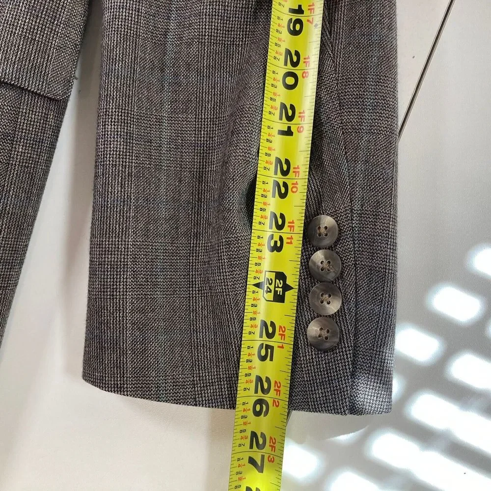 VTG Chaps by Ralph Lauren Blazer 44R Wool Gray Light Check Made in USA Suit Coat